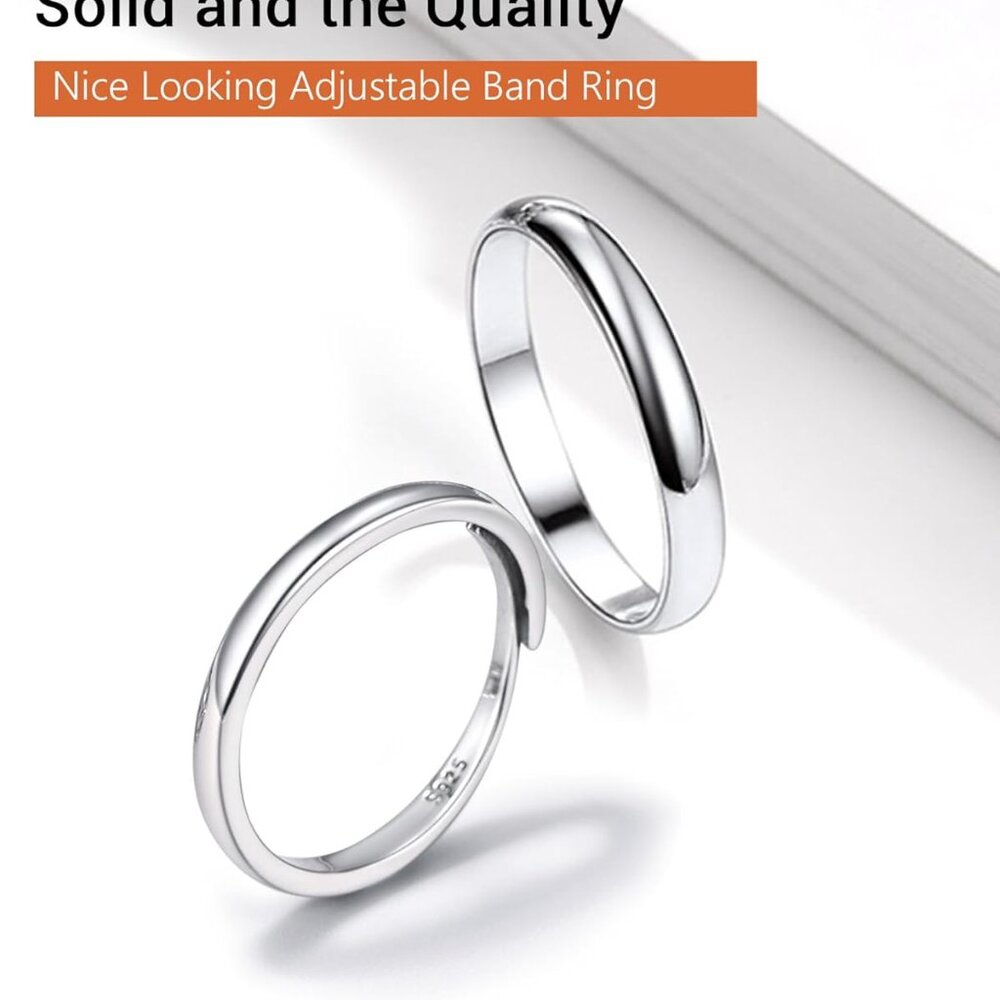 925 Sterling Silver Adjustable Stackable Ring For… - image 5